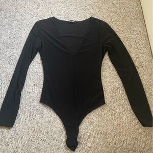 Fashion Nova Classic Black V-Neck Bodysuit